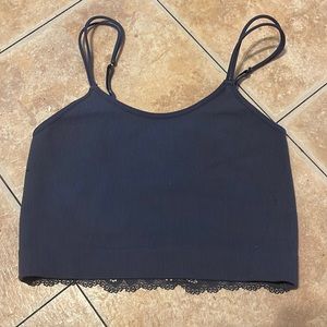 lace back cropped blue navy cropped tops